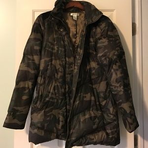 Orvis sueded camo puffer parka