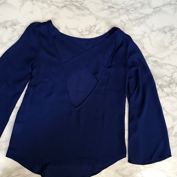 Navy cross cross back blouse; tobi - Picture 1 of 2