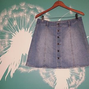 denim button up skirt