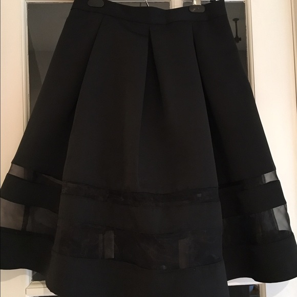 Express pleated midi skirt w/ sheer panels, s z8