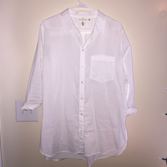 H&M L 14 White Blouse Button Up Down Top Shirt