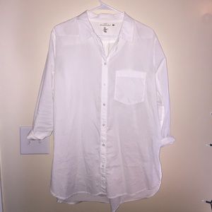 H&M L 14 White Blouse Button Up Down Top Shirt