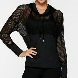 Lorna Jane black mesh hooded jumper sweatshirt