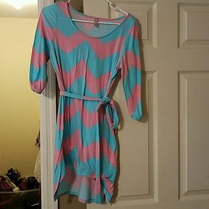 Pink and baby blue chevron dress