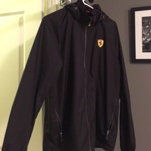 Black Ferrari Rain Jacket w/ removable hood