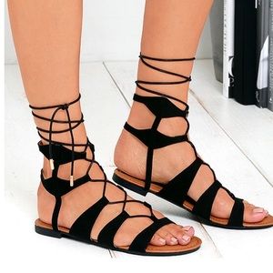 Bamboo lace up sandals