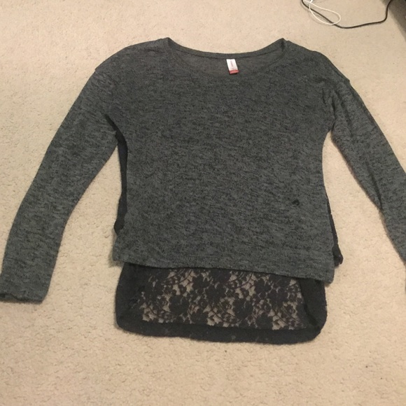 Green and black lace detail long sleeve - Picture 1 of 4