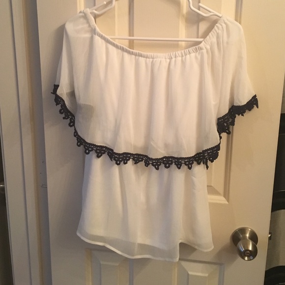 Blue and White off-the-shoulder top