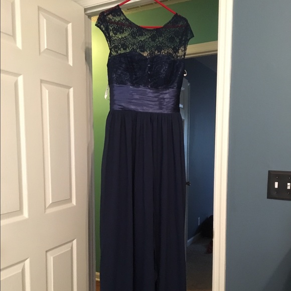 Brand new Sarah Bridal navy blue dress with lace
