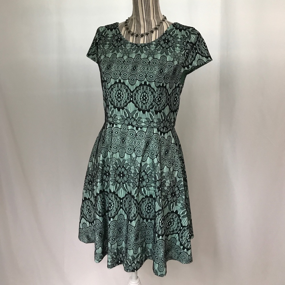 Mint with black Lace overlay NWOT dress