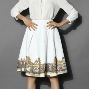 NWOT Chicwish Scenic Print Jacquard Midi Skirt