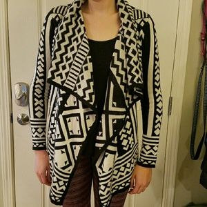 Black and white Aztec print cardigan