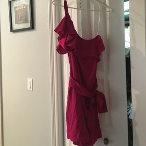 Beautiful satin pink one arm dress size large