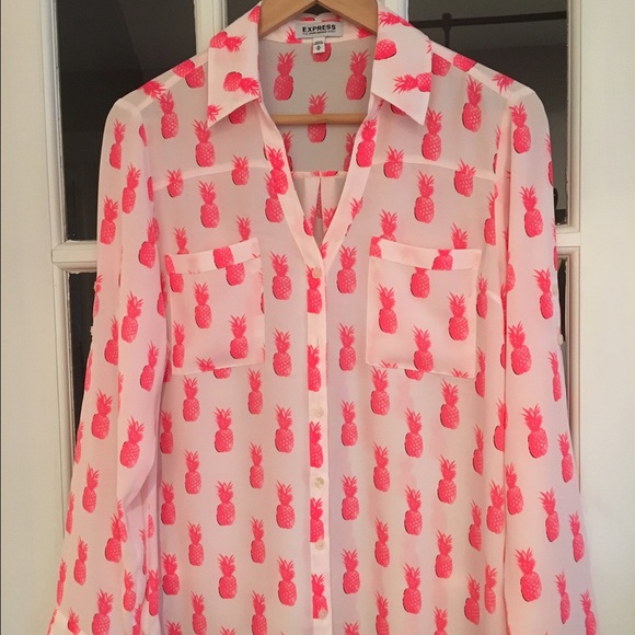 Express Portofino sheer button down blouse, Size M