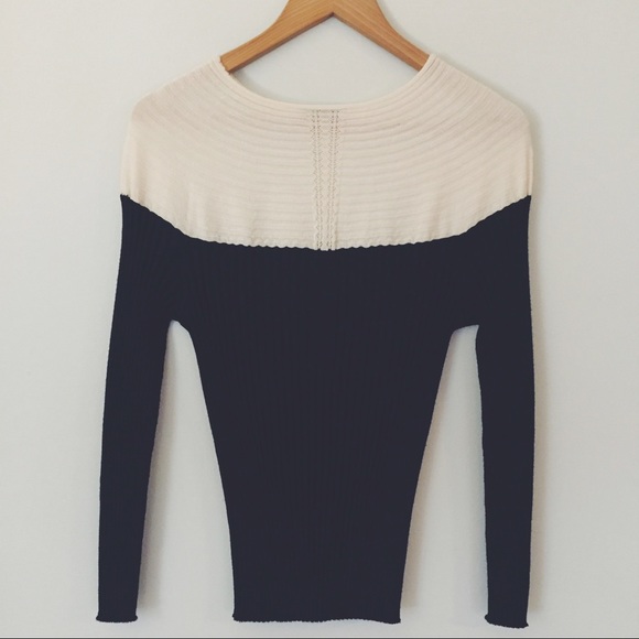 Escada color blocked ribbed knit sweater