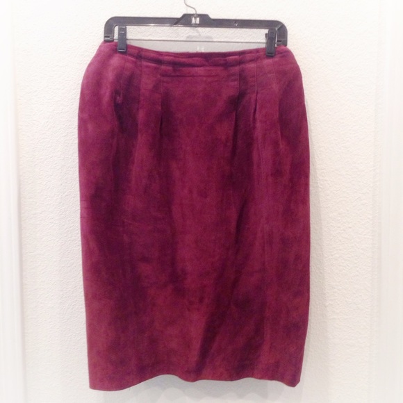 Vintage Evan Davies Burgundy Suede Skirt - Picture 1 of 4