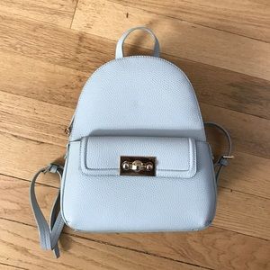 Baby blue white Backpack