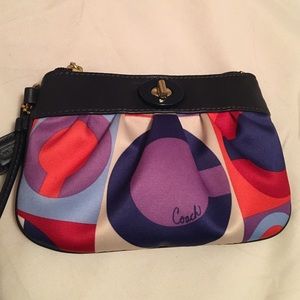 NEW Coach multi color wristlet clutch