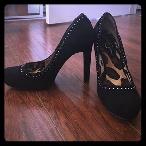 Black gold studded heels by Jessica Simpson
