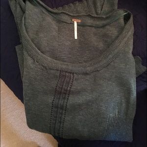 Free People Teal high low sweater