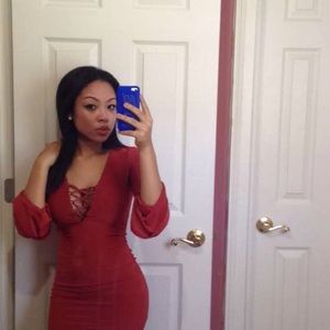 Rust color bodycon dress