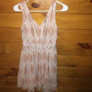 Blush and white lace dress