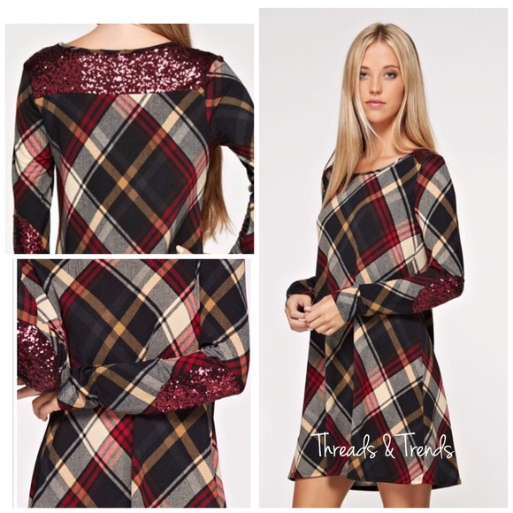 Threads & Trends Dresses & Skirts - Mad About Plaid/Sequin Dress