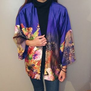 Multicolor floral kimono