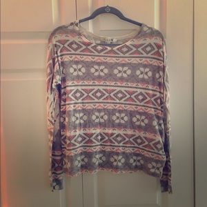 Grey, White, Pink Tribal Top