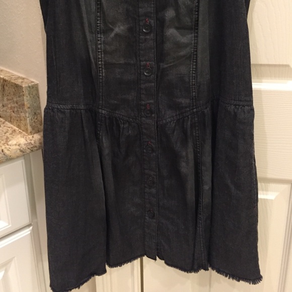 Free People black denim dress with pockets - Picture 3 of 6