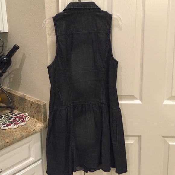 Free People black denim dress with pockets - Picture 4 of 6