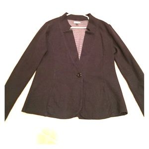 Black "sweatshirt" blazer with singe button front