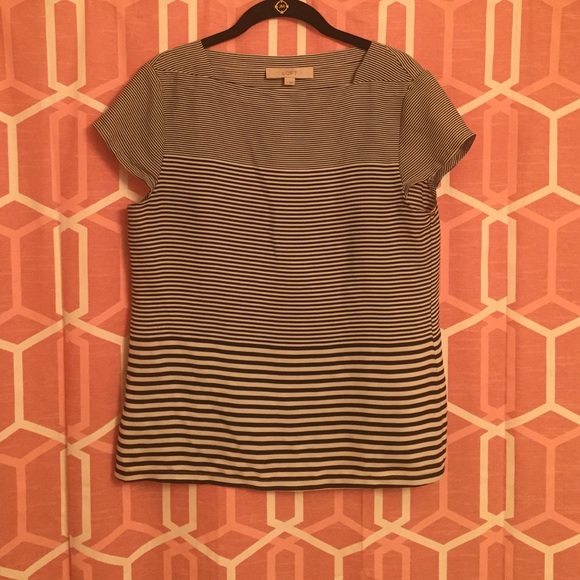 Navy and white striped shell