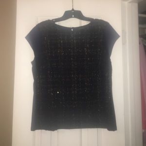 The Limited navy and gold blouse