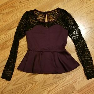 Sweetheart Purple Peplum Top