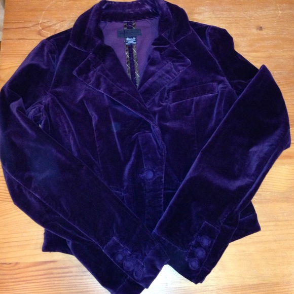 Fcuk Jeans Purple Velvet Blazer. Three pockets S - Picture 4 of 5