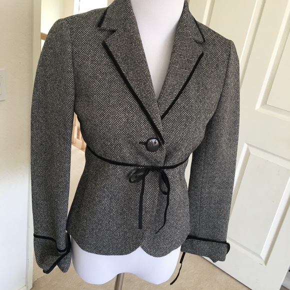 Laundry by Shelli Segal Wool Jacket w/ Velvet Tie
