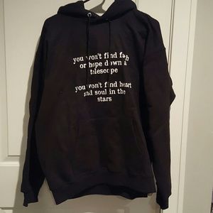 Black hoodie w/ lyrics from The Script