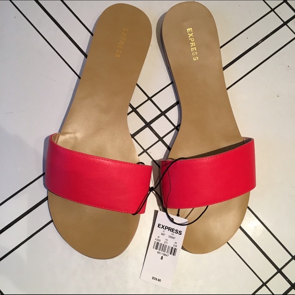 Express slide sandals, red, size 8