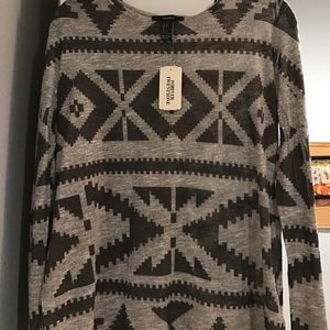 F21 flowy long sleeve tee with Aztec print!!!!!!!!