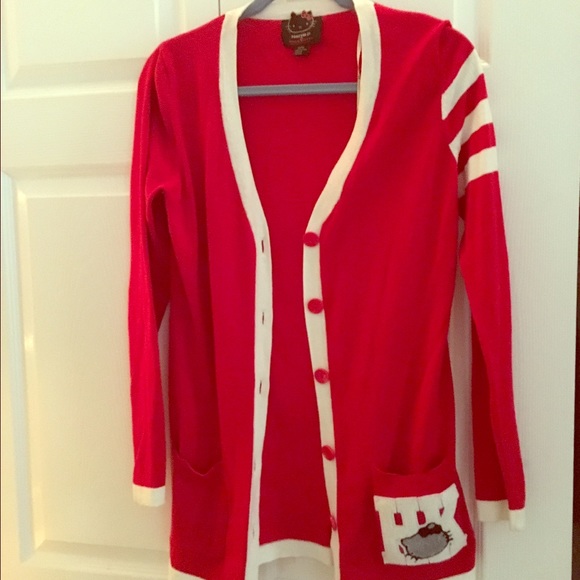Red and Cream Hello Kitty Varsity Cardigan