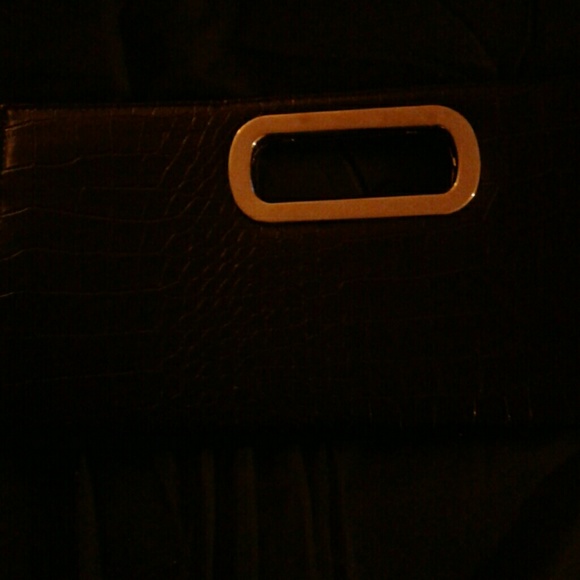 Black Genuine Faux Leather clutch