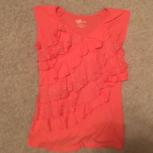 Cute girls ruffled Lacey top