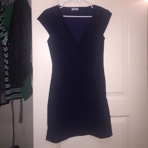 V neck tight blue dress