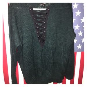 Lace up sweater