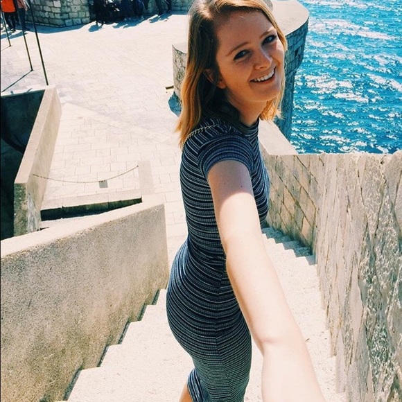 Blue and white striped ankle dress - Picture 1 of 1