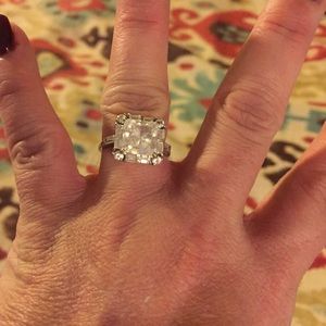 10 k white gold with princess cut CZ