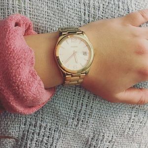 {Fossil} rose gold plated watch