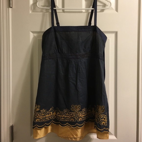 Forever 21 blue with gold tank top.