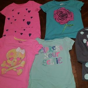 Bundle of graphic tees and a Hello Kitty sweater